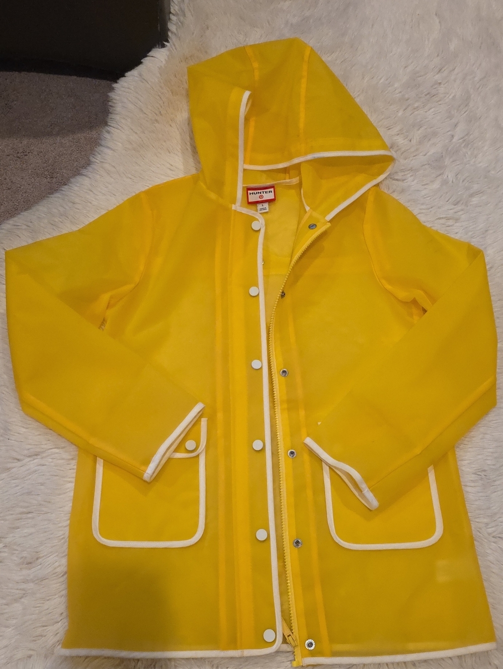 A2 Hunter Bright Yellow Kids Hooded Raincoat with White Trim